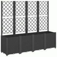 Helloshop26 - Jardinière bac lit surélevé plantes fleurs terrasse jardin avec treillis 160 x 40 x 140 cm PP noir 02_0038265 - 3000214202594