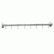 Lacor - 60760 - Support mural 60 cm. 8 crochets en acier inoxydable - gris inox 60760