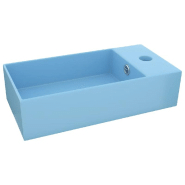 Lavabo de salle de bain avec trop-plein vasque À poser de toilette lave-mains de cuisine salle cosmÉtique maison 48 x 25 cm cÉramique bleu clair 02_0002731