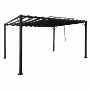 Mendler Pergola HWC-L40, Pavillon de jardin à lamelles, toit de terrasse, 8cm-armature alu tissu/textile, 3x4m anthracite - gris métal 98769+98770
