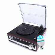 Pickering Platine vinyle Tourne Disques CR1113 33/45/78 RPM - avec radio - Haut-parleur intégré - Fonction horloge et minuterie, DIAMS LED - 3666638