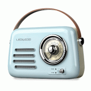 Radio Rétro portable Ledwood ALMA, FM, Bluetooth 5.3 Entrée USB, Puissance 30W - Batterie 3,7V-1500mAh - Retro Vintage - Bleu - 3666630009546