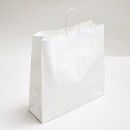 Sac kraft vergé recyclé poignées torsadées blanc  40X15X45 cm - par 50