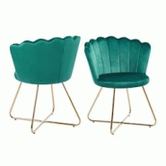 SalesFever Chaise coque en velours | Ensemble de 2 | Pieds chromés couleur or | L 69,5 x P 66 x H 85 cm | vert - multicolore multi-matériau 369234 SalesFever Chaise coque en velours | Ensemble de 2 | Pieds chromés couleur or | L 69,5 x P 66 x H 85 cm | vert - multicolore multi-matériau 369234