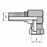 Série cylindrique BSPP - Cône 60° - Filetage Withworth - Femelle - 90° Compact (DKR-K90) - 6 , 3/8" , 9.5 , 3-8-12x17 , 14-95