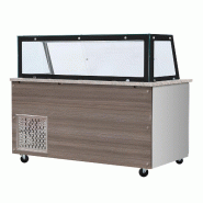 Skyrainbow SNACK-Line, Comptoir froid, 4x GN1/1, Granit gris-rose, 153x82x85.5 verre clair bord noir, sans intercalaire H=396mm - THSAI158GR_KGS
