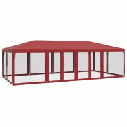 VidaXL Tente de fête avec 12parois latérales en maille rouge 8x4m PEHD Modèle AbriAbsolu 391 - rouge 4010075