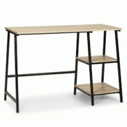 VS Venta-stock Bureau Lisboa Noir, Table pour PC, Style Industriel, 105 cm Longueur - noir Bois manufacturé I9173