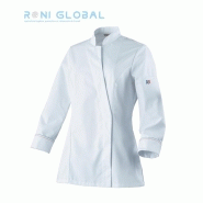 Veste de cuisine femme blanche - manches longues, polyester et coton, 1 poche - Alpilles Robur_0