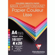 Clairefontaine Lot de 10 Bloc encollé de 20 feuilles de papier Maya, 120 g/m², A4, coloris assortis vifs - 3329680974447
