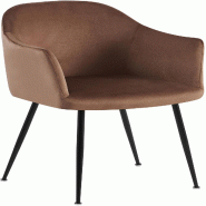 Décoshop26 - Chaise de salle à manger en velours marron avec dossier arrondi et pieds métal noir moderne et intemporel 10_0007431 - marron métal 3