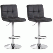 Décoshop26 - Lot de 2 tabourets de bar en velours noir avec coutures décoratives pied en trompette métal chromé 10_0004393 - noir 3000252080406 Décoshop26 - Lot de 2 tabourets de bar en velours noir avec coutures décoratives pied en trompette métal chromé 10_0004393 - noir 3000252080406