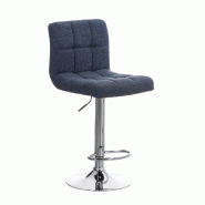 Décoshop26 - Tabouret de bar x1 avec repose-pieds hauteur réglable design moderne en tissu bleu 10_0000057 - bleu 3000884069602
