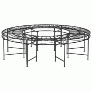 Helloshop26 - Banc de jardin meuble de patio d'extérieur terrasse circulaire tour d'arbre diamètre 160 cm noir acier 02_0011120 - noir acier 3000610