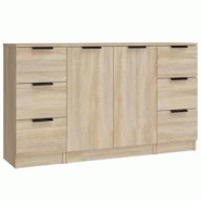 Helloshop26 - Buffet bahut commode armoire meuble de rangement organisateur cuisine salle de séjour salons 3 pcs sonoma bois 02_0037107 - 30002132163 Helloshop26 - Buffet bahut commode armoire meuble de rangement organisateur cuisine salle de séjour salons 3 pcs sonoma bois 02_0037107 - 30002132163