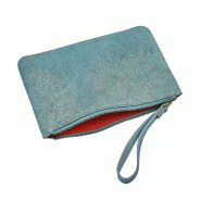 Quo Vadis - Pochette - Julo - Bleu - 18x25 cm - Cuir de vachette suédé - bleu cuir 218255Q