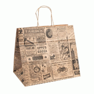 Sac kraft traiteur poignées torsadées Times 32x21x28,5cm - par 250
