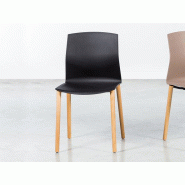 Lot de 4 chaises Kabi Wood pieds bois coque en polypropylène Lot de 4 chaises Kabi Wood pieds bois coque en polypropylène