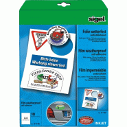 Sigel Etui de 10 feuilles de film blanc autocollant pour jet d'encre, format A4 - IF140 Sigel Etui de 10 feuilles de film blanc autocollant pour jet d'encre, format A4 - IF140