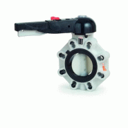 Vanne pap PVDF corps PP GR - manchette FPM - commande manuelle à levier - 050 mm