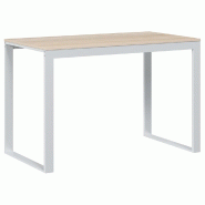 VidaXL Bureau d'ordinateur Blanc et chêne 110x60x73 cm Aggloméré Modèle Atlas Office Confort - 30198