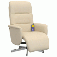 VidaXL Fauteuil inclinable de massage avec repose-pieds crème tissu Modèle Oerlonora - 356579