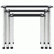 VidaXL Tables gigognes 3 pcs Noir Verre trempé Modèle Luna Chic - 249527