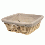 Banneton carré en osier naturel 25x25cm - par 6 - Osier véritable recouvert de toile de jute