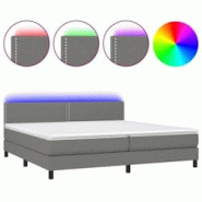 Décoshop26 - Lit 200x200 cm avec cadre LED, sommier, tête de lit réglable et matelas à ressorts ensachés - Tissu gris foncé TDL0208299 Décoshop26 - Lit 200x200 cm avec cadre LED, sommier, tête de lit réglable et matelas à ressorts ensachés - Tissu gris foncé TDL0208299