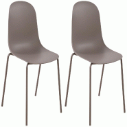 Décoshop26 - Lot de 2 chaises de jardin empilable en plastique taupe et cadre robuste à quatre pieds en acier 10_0007751 - acier 3000266283596 Décoshop26 - Lot de 2 chaises de jardin empilable en plastique taupe et cadre robuste à quatre pieds en acier 10_0007751 - acier 3000266283596