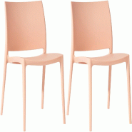 Décoshop26 - Lot de 2 chaises empilable design en plastique couleur pêche résistant aux UV – jardin terrasse et intérieur 10_0007917 - 3000266374867
