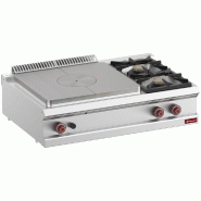 Diamond - Cuisinière 2 feux vifs, taque coup de feu gaz-Top- - réf. G7/T2B11T-N - gris inox AKS-G7/T2B11T-N