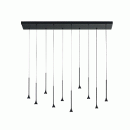 Fabas Luce Suspension Led Susa 10 X 5 W 4650 Lm 3000 K, Dimmable, En Métal Noir, Ip20, Hauteur Réglable Jusqu'À 200 Cm - Susa - noir 8019282561996