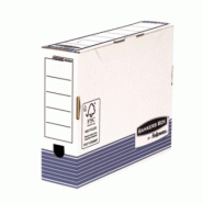 Fellowes Lot de 10 Boîte à archives Bankers Box System, format A4, larg. 80 mm, montage auto Fastfold, coloris blanc/bleu - 0043859520992