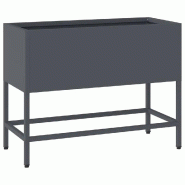Helloshop26 - Bac de jardin surélevé moderne rectangulaire 60 x 26 x 45 cm résistant aux intempéries design en acier anthracite 02_0052097 - acier