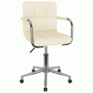 Helloshop26 - Chaise fauteuil siège pivotante de bureau informatique étude tissu crème 02_0024098 - acier 3000214681177