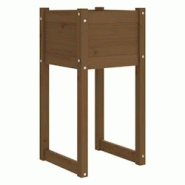 Helloshop26 - Jardinière bac lit surélevé plantes fleurs terrasse jardin 40 x 40 x 81 cm bois massif de pin marron 02_0037592 - 3000217825622