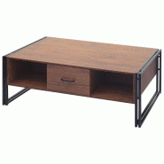 Mendler Table basse HWC-A27b, Table d'appoint Table de salon, structure 3D, 45x110x60cm MVG-certifié, métal ~ aspect chêne sauvage - marron Bois ma