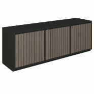 Meuble Vertigo T03 2 portes 2 tiroirs MDF noir et noyer foncé 180x47x60cm