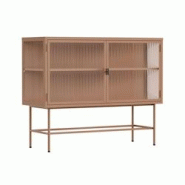 Oviala Business Buffet moderne 2 portes 110 cm en métal et verre marron - marron acier 113962