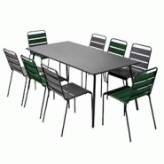 Oviala Business Ensemble table de jardin et 8 chaises en métal gris et vert forêt - vert acier 114613 Oviala Business Ensemble table de jardin et 8 chaises en métal gris et vert forêt - vert acier 114613