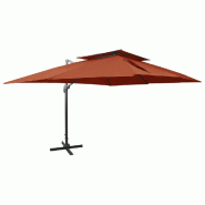 Parasol de jardin déporté avec double plateau en terre cuite 400 x 300 cm Modèle Titan Urban Plus - 312383
