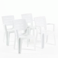 RATTATAN Set de 4 chaises monobloc en polypropylène avec fibre de verre, effet bois, empilables pour extérieur et jardin, bar et restaurant - Anita RATTATAN Set de 4 chaises monobloc en polypropylène avec fibre de verre, effet bois, empilables pour extérieur et jardin, bar et restaurant - Anita