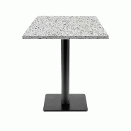 RestooTab - Table Milan T 60x60cm décor terrazzo white chip - blanc fonte TB-MIT-6060M-WH.CHI