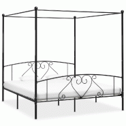 VidaXL Cadre de lit sans matelas avec baldaquin noir 200x200 cm métal Modèle Uermoniax - 284439
