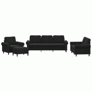 VidaXL Ensemble de canapés 4 pcs avec coussins Noir Velours Modèle Arvelion - 3202185