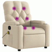 VidaXL Fauteuil inclinable de massage crème tissu Modèle Vervella - 8721012185562