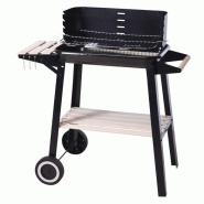 WellHome - Barbecue au charbon rectangulaire 83x45,5x86,5 cm avec pare-vent et roues - noir acier WH17580