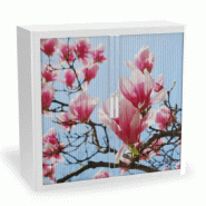 Armoire à rideaux avec décor nature - EasyOffice. - Magnolia, Basse_0