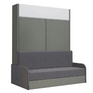 Armoire lit escamotable aladyno sofa gris bandeau blanc canapÉ gris 160*200 cm